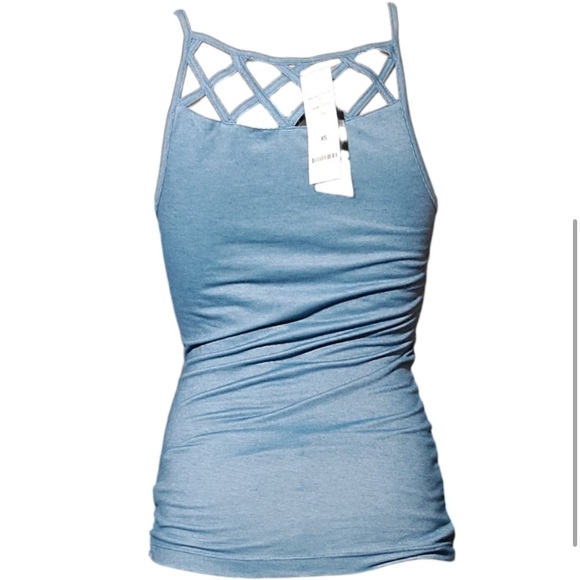 Bebe tank top cut out strappy blue brand new with tags  Blue Bling Tank - Picture 4 of 4
